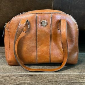 Brown Faux Leather Satchel | Liz Claiborne